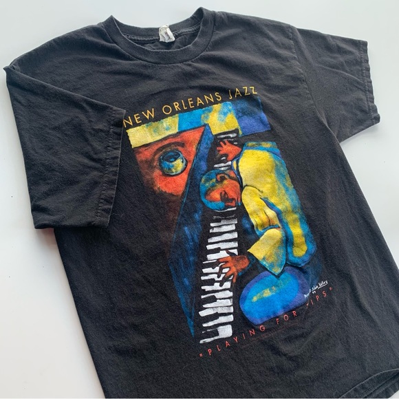 Vintage New Orleans Jazz Graphic T Shirt - Picture 2 of 5